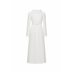 Dries Van Noten Madeline Midi Dress in White Faille