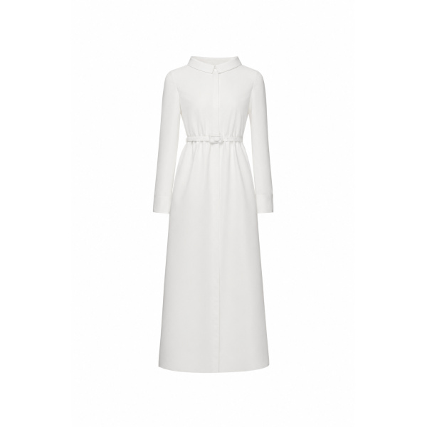 Dries Van Noten Madeline Midi Dress in White Faille