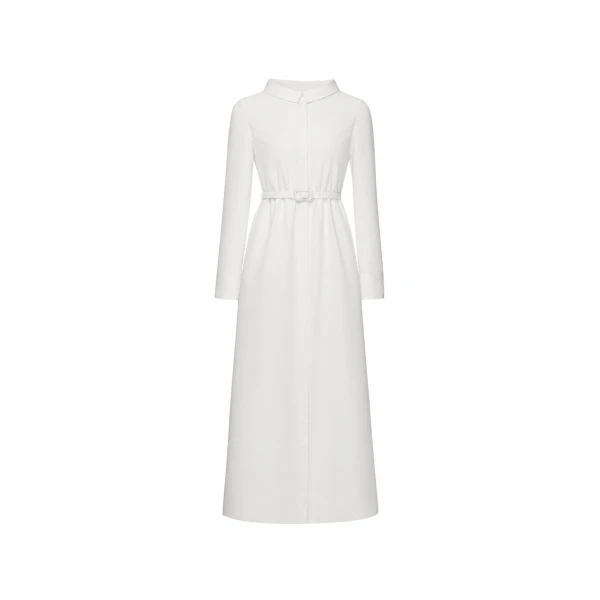 Dries Van Noten Madeline Midi Dress in White Faille