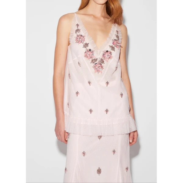 Maeve Top in Pink Embellished Tulle - Image 2