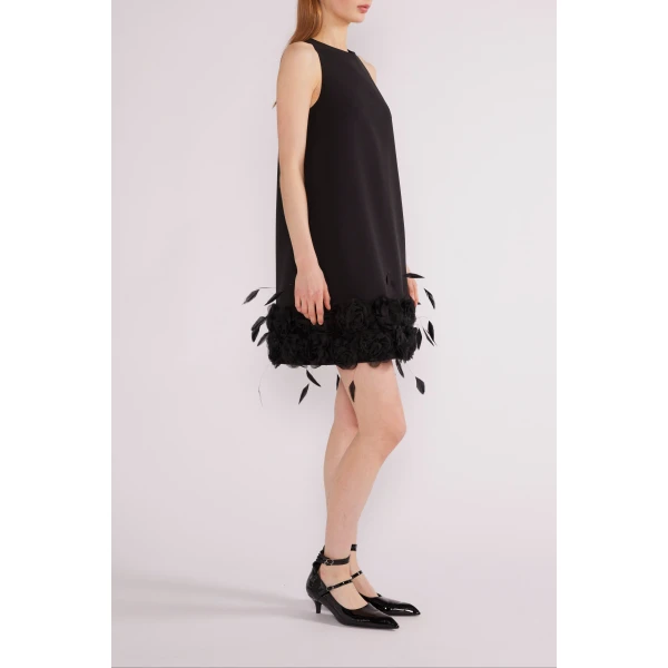 Maia Mini Dress in Black Crepe - Image 5