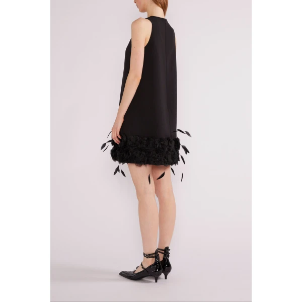 Maia Mini Dress in Black Crepe - Image 6