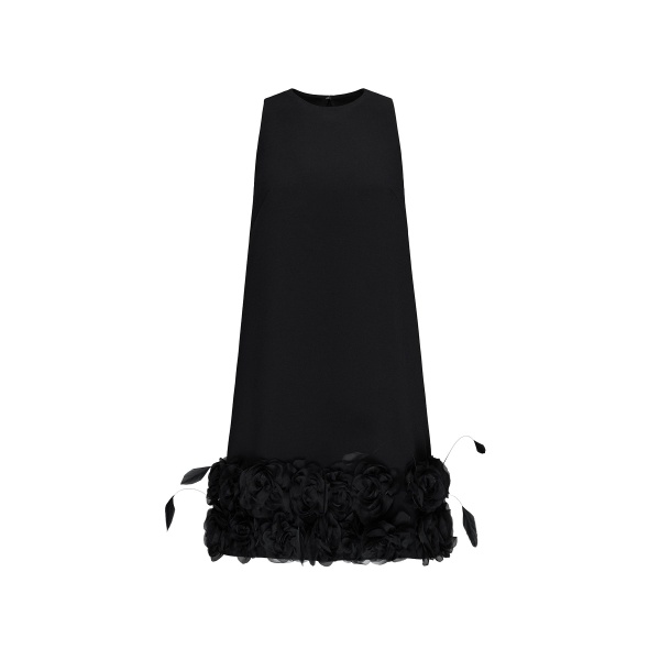 Dries Van Noten Maia Mini Dress in Black Crepe