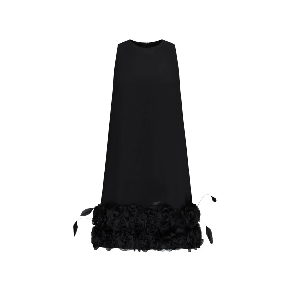 Maia Mini Dress in Black Crepe