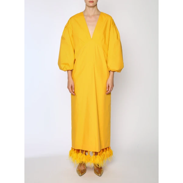 Majorca Dress in Ochre Cotton - Image 2