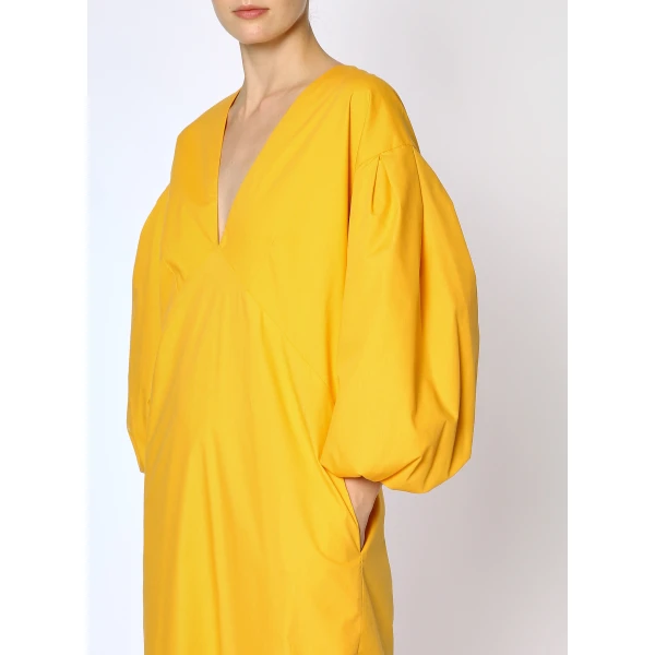 Majorca Dress in Ochre Cotton - Image 5