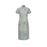 Dries Van Noten Manon Dress in Teal Multi Jacquard