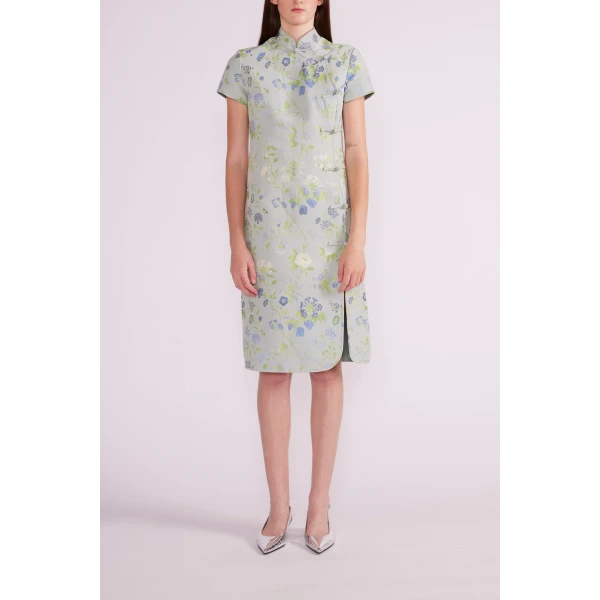 Manon Dress in Teal Multi Jacquard - Image 3