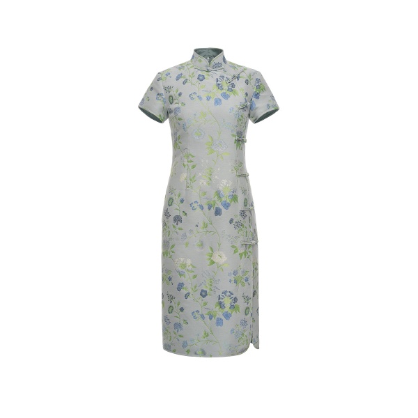 Dries Van Noten Manon Dress in Teal Multi Jacquard