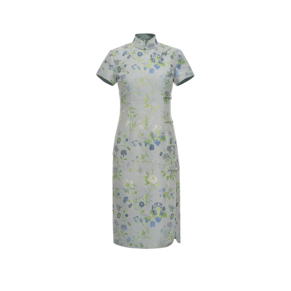 Manon Dress in Teal Multi Jacquard