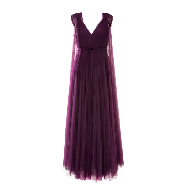 Dries Van Noten Mckenzie Gown in Mulberry Tulle