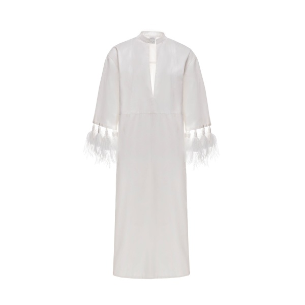 Dries Van Noten Menorca Caftan in White Cotton