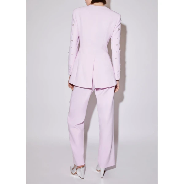 Miles Trousers in Orchid Ice Embellished Crepe - Image 3