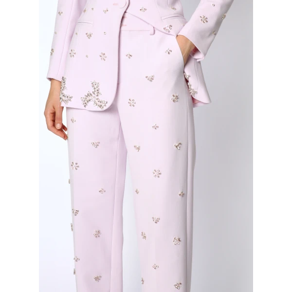 Miles Trousers in Orchid Ice Embellished Crepe - Image 5