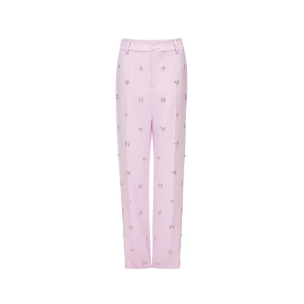Miles Trousers in Orchid Ice Embellished Crepe