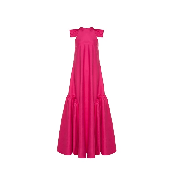 Dries Van Noten Miro Gown in Hot Pink Taffeta