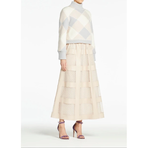 Noura Skirt in Pink Fishnet Pleather - Image 3