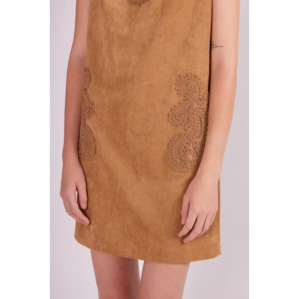 Paola Mini Dress in Brown Suede - Image 6
