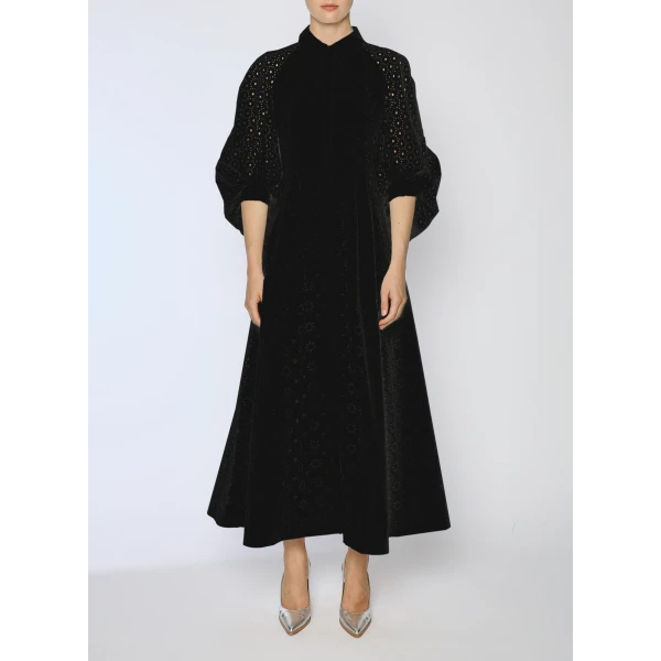 Pat Dress in Black Embroidered Cotton - Image 2