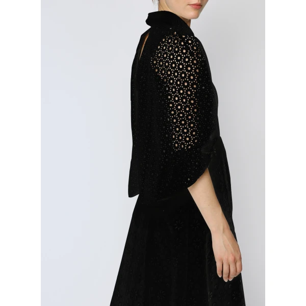 Pat Dress in Black Embroidered Cotton - Image 5
