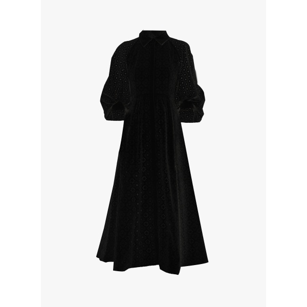 Dries Van Noten Pat Dress in Black Embroidered Cotton