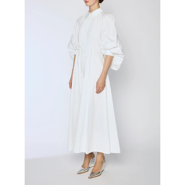 Pat Dress in White Cotton - Image 3