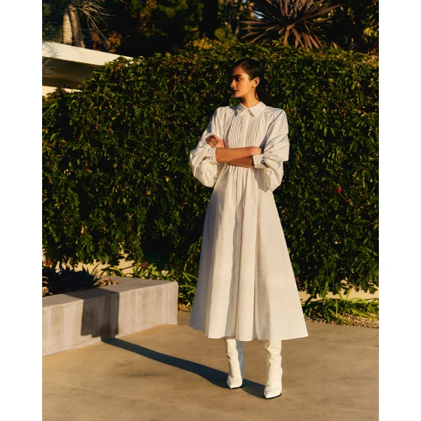 Pat Dress in White Cotton - Image 6