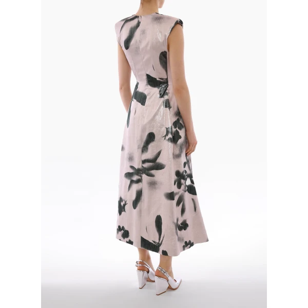 Petunia Dress in Metallic Blush Fatale Floral Jacquard - Image 4