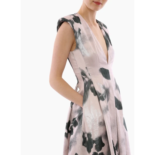 Petunia Dress in Metallic Blush Fatale Floral Jacquard - Image 5