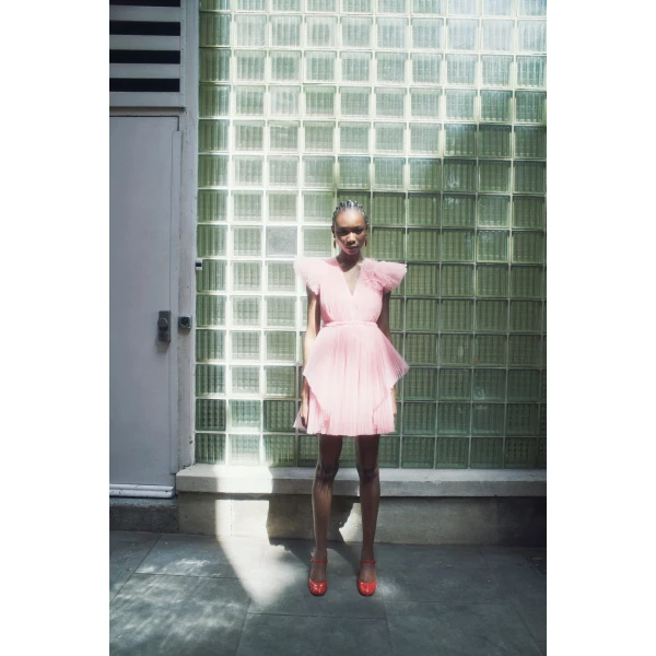 Pia Dress in Pink Quartz Tulle - Image 6