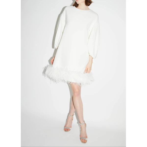 Poppy Dress in White Crepe - Image 2