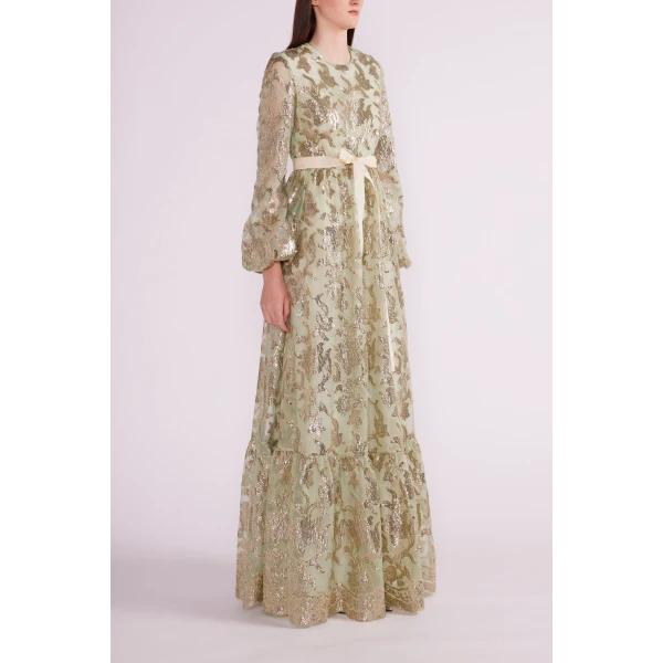 Ravina Gown in Green Gold Embellished Organza - Image 4