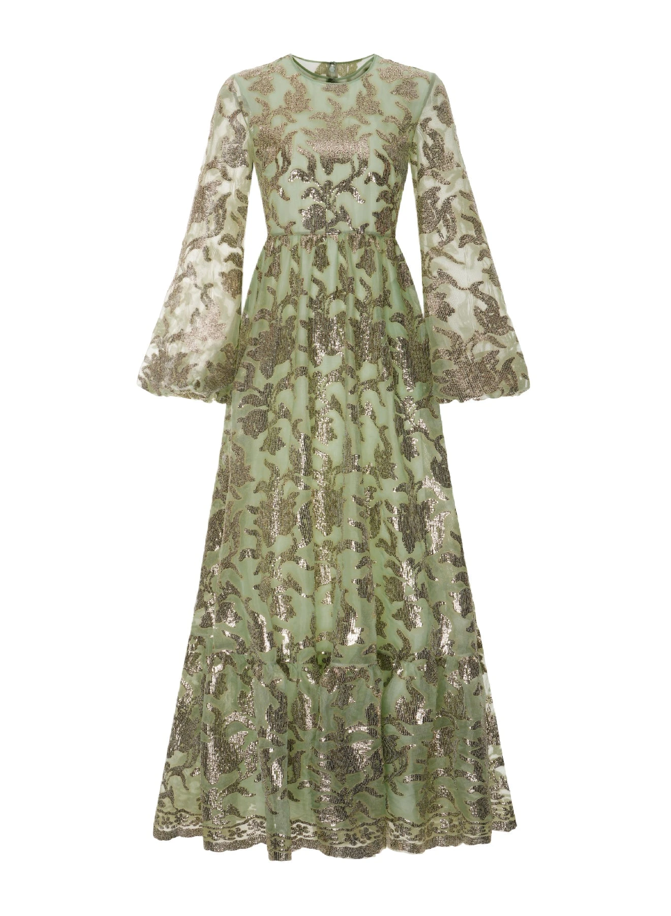 Dries Van Noten Ravina Gown in Green Gold Embellished Organza | Evening Gowns | Coveti Dries Van Noten Ravina Gown in Green Gold Embellished Organza