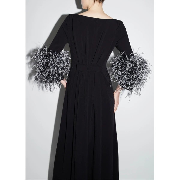 Reign Gown in Black Crepe - Image 6