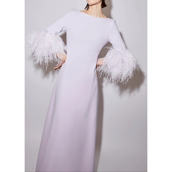 Reign Gown in Lilac Fog Crepe - Image 2