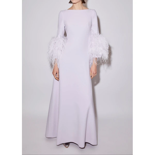 Reign Gown in Lilac Fog Crepe - Image 3