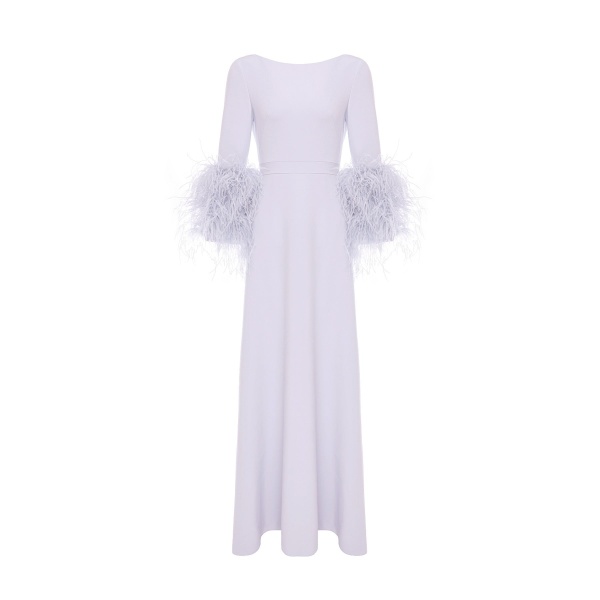 Dries Van Noten Reign Gown in Lilac Fog Crepe