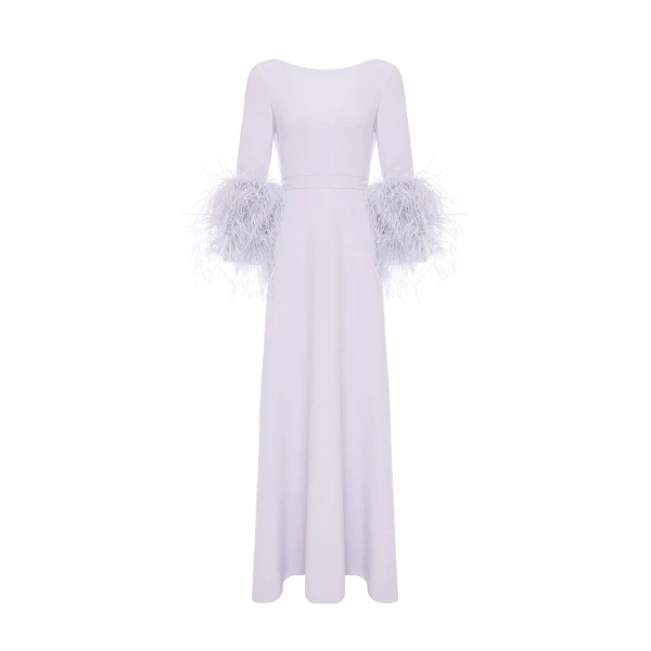 Dries Van Noten Reign Gown in Lilac Fog Crepe