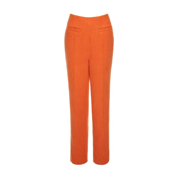 Renata Trousers in Bright Orange Tweed