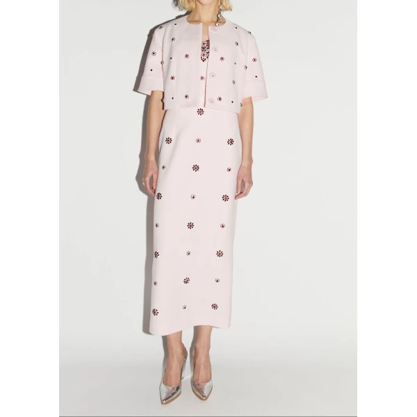 River Jacket in Pink Embellished Crepe - Image 2