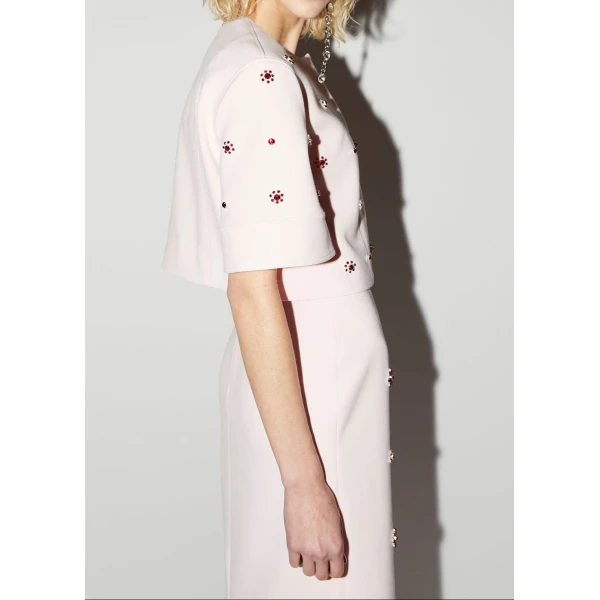 River Jacket in Pink Embellished Crepe - Image 3