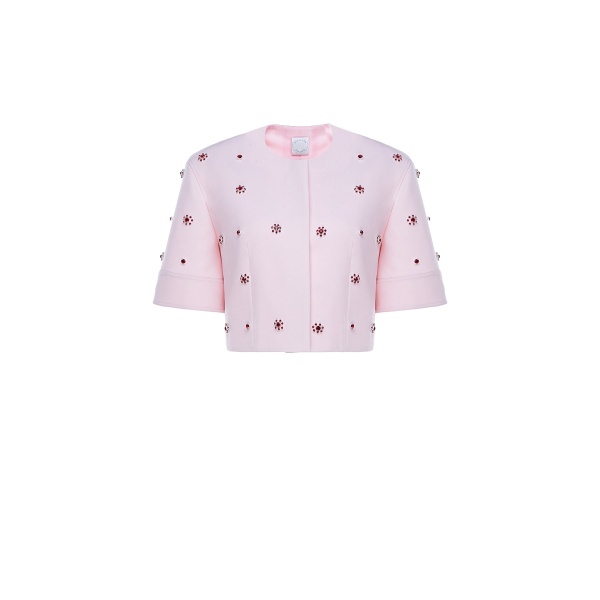 Dries Van Noten River Jacket in Pink Embellished Crepe