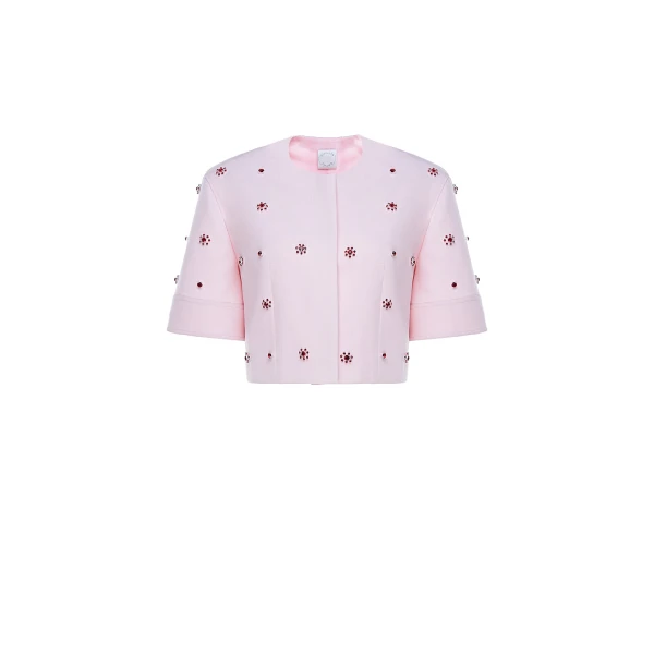 Dries Van Noten River Jacket in Pink Embellished Crepe