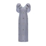 Dries Van Noten Rosella Dress in Pale Blue Metallic Embellished Taffeta