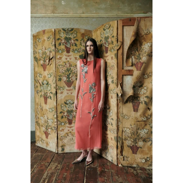 Rosetta Dress in Coral Chiffon - Image 2