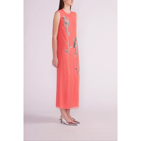 Rosetta Dress in Coral Chiffon - Image 4