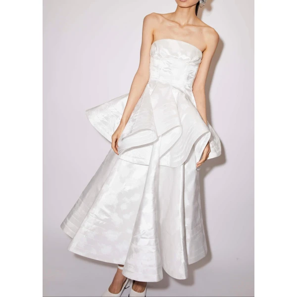 Rosina Dress in White Jacquard - Image 2