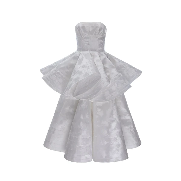 Rosina Dress in White Jacquard