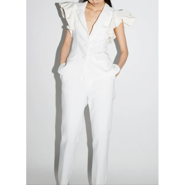 Rosita Jacket in White Crepe - Image 2