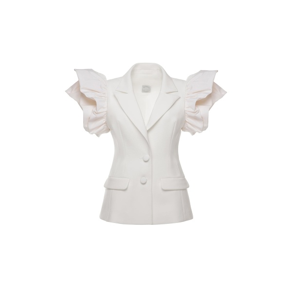 Dries Van Noten Rosita Jacket in White Crepe
